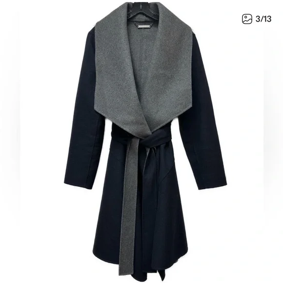 Diane Von Furstenberg Black and Gray Pea Coat - Picture 3 of 5